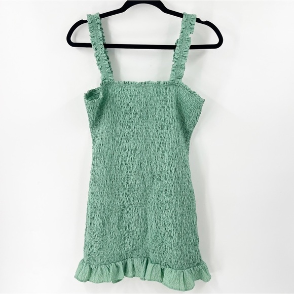 ✅ ZARA Textured Weave Dress - Washed Green SMOCKED SIZE X-LARGE - Picture 2 of 7